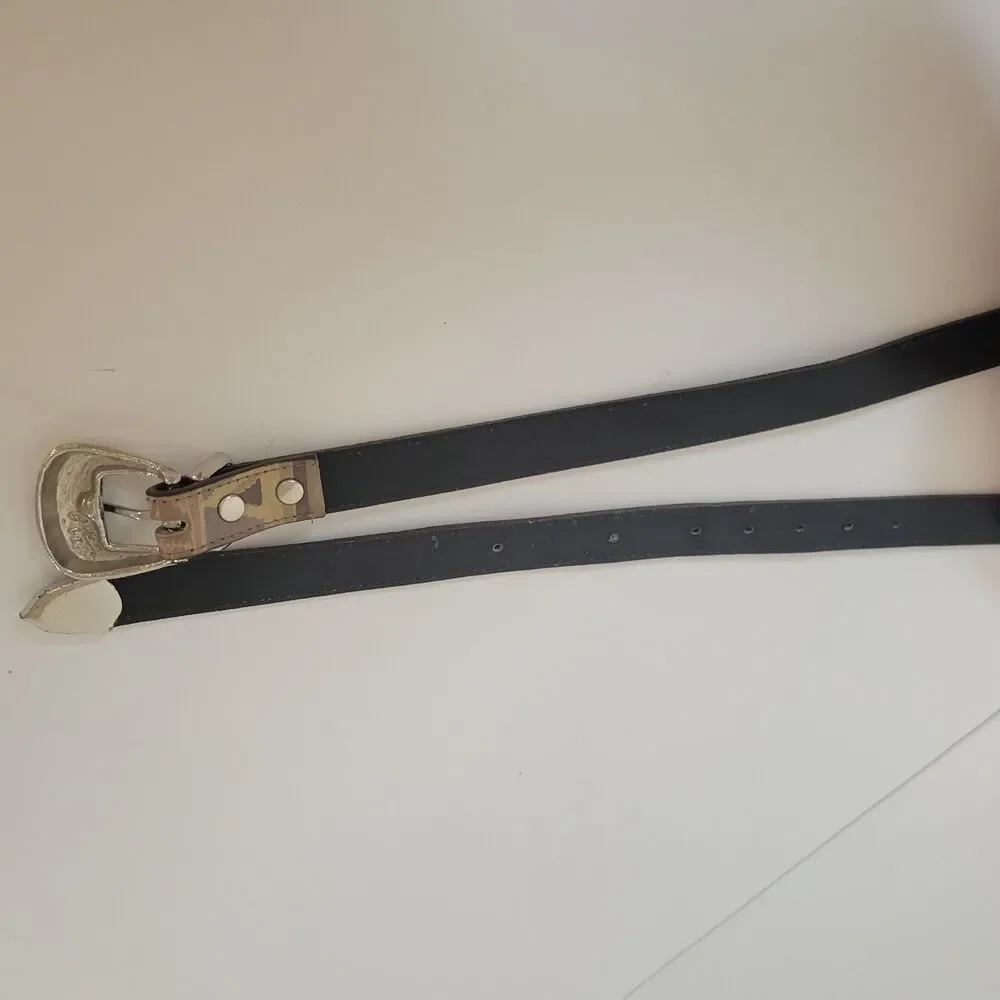 CTA Accessories Genuine Leather Belt L Brown Beige Geometric Western Boho USA